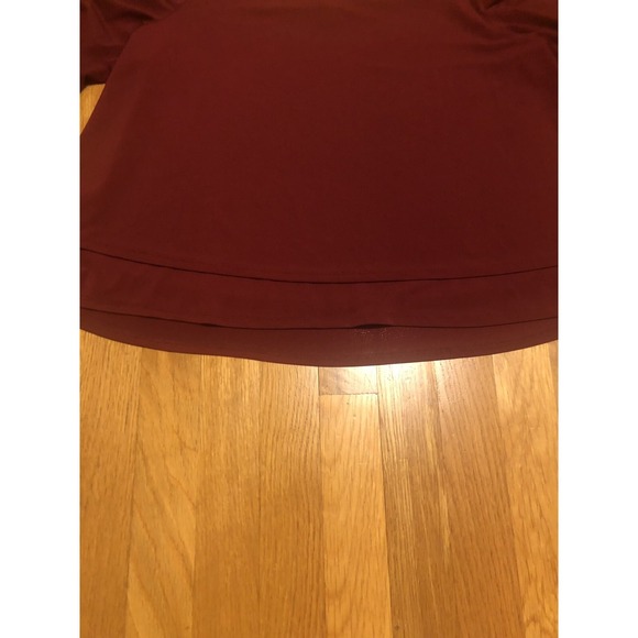 Maroon burgundy Off Shoulder Top Large Poof Tie Sleeves Boho Cottage holiday - Picture 8 of 13